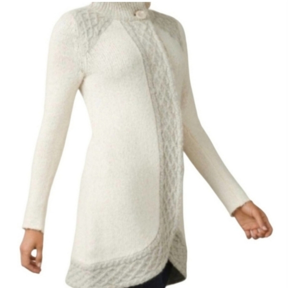 Prana Angelica Sweater Duster Size M Cream Gray - Picture 1 of 6